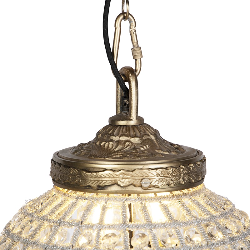 Art Deco závěsná lampa krystal se zlatem 35 cm - Kasbah