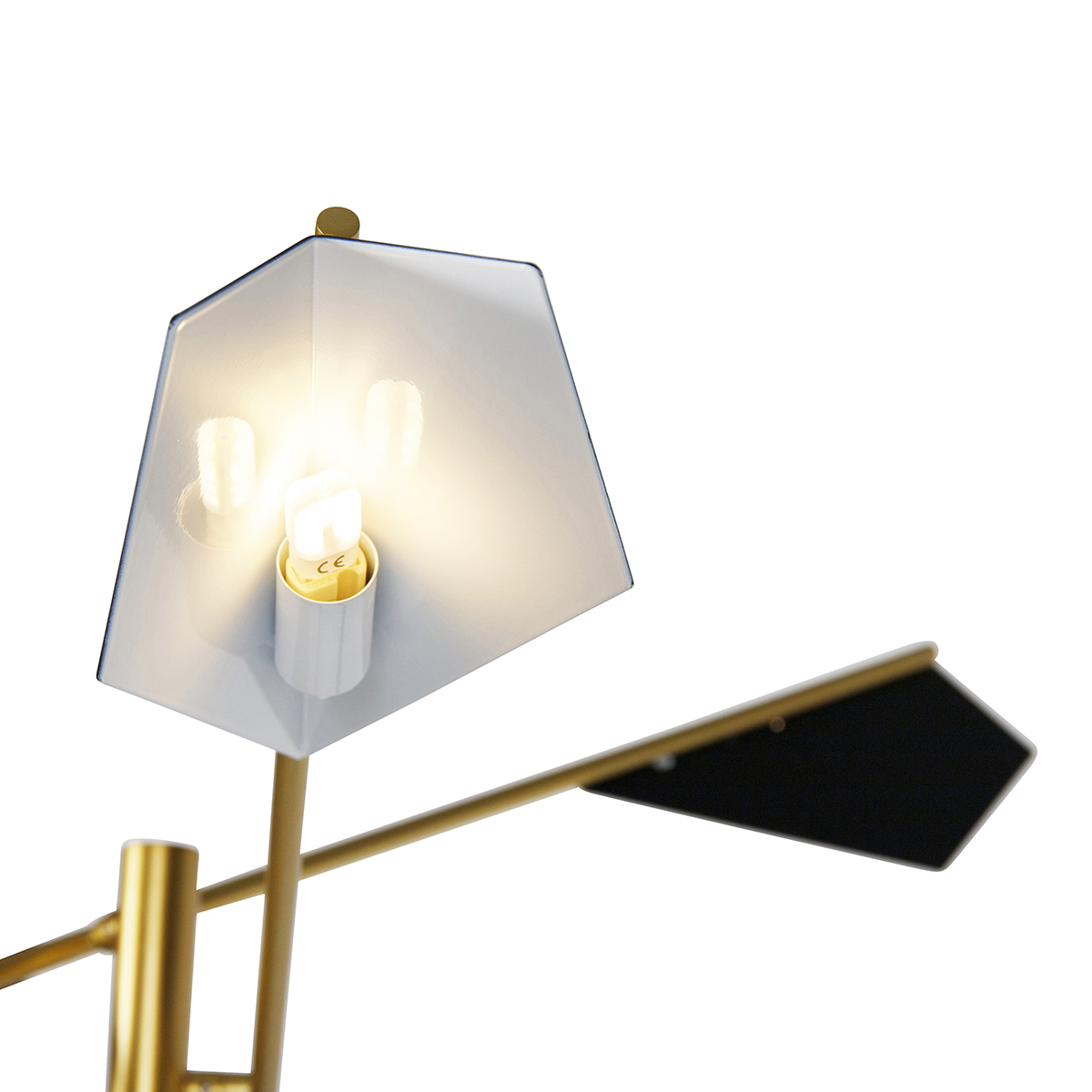 Designová stojací lampa černá se zlatým 3-světlem - Sinem